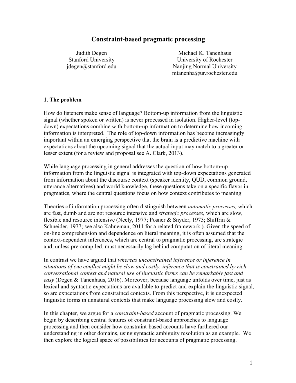 Constraint-Based Pragmatic Processing