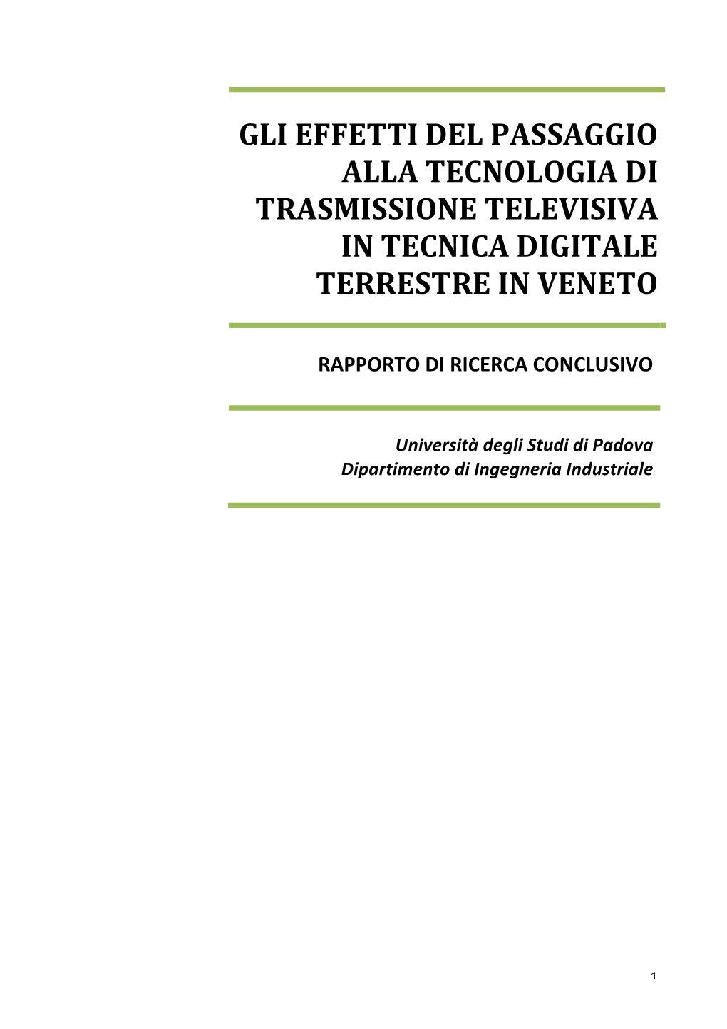 Rapporto Conclusivo "Passaggio Al