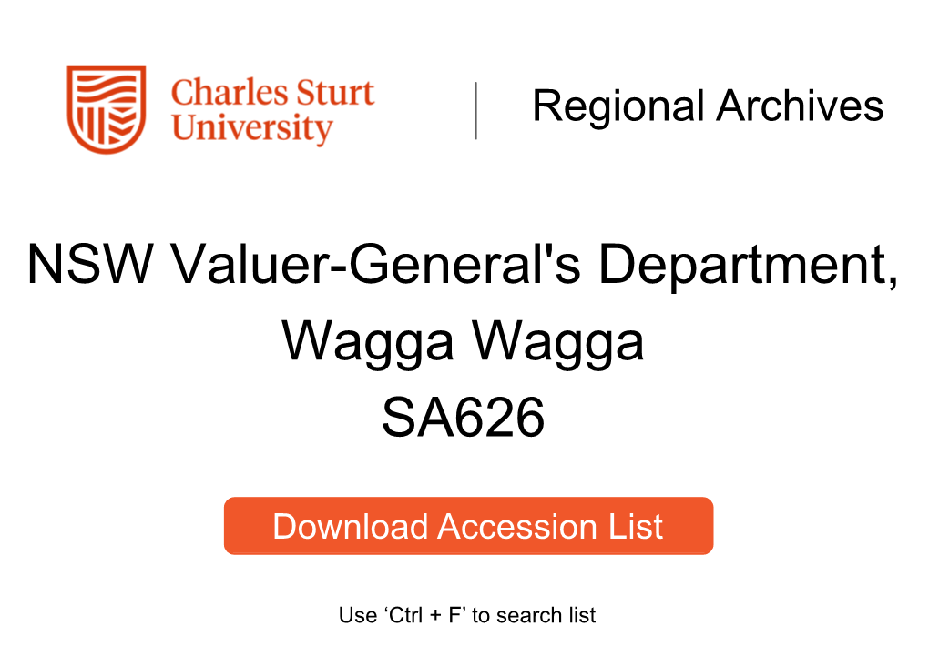 Department of Valuer General, Wagga Wagga SA626 ------BOX 1