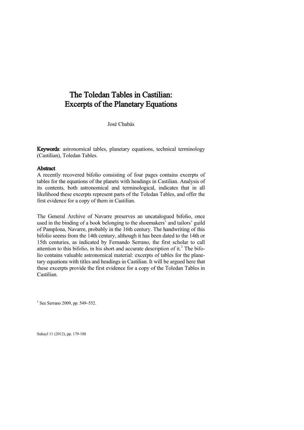 The Toledan Tables in Castilian: Excerpts of the Planetary Equations