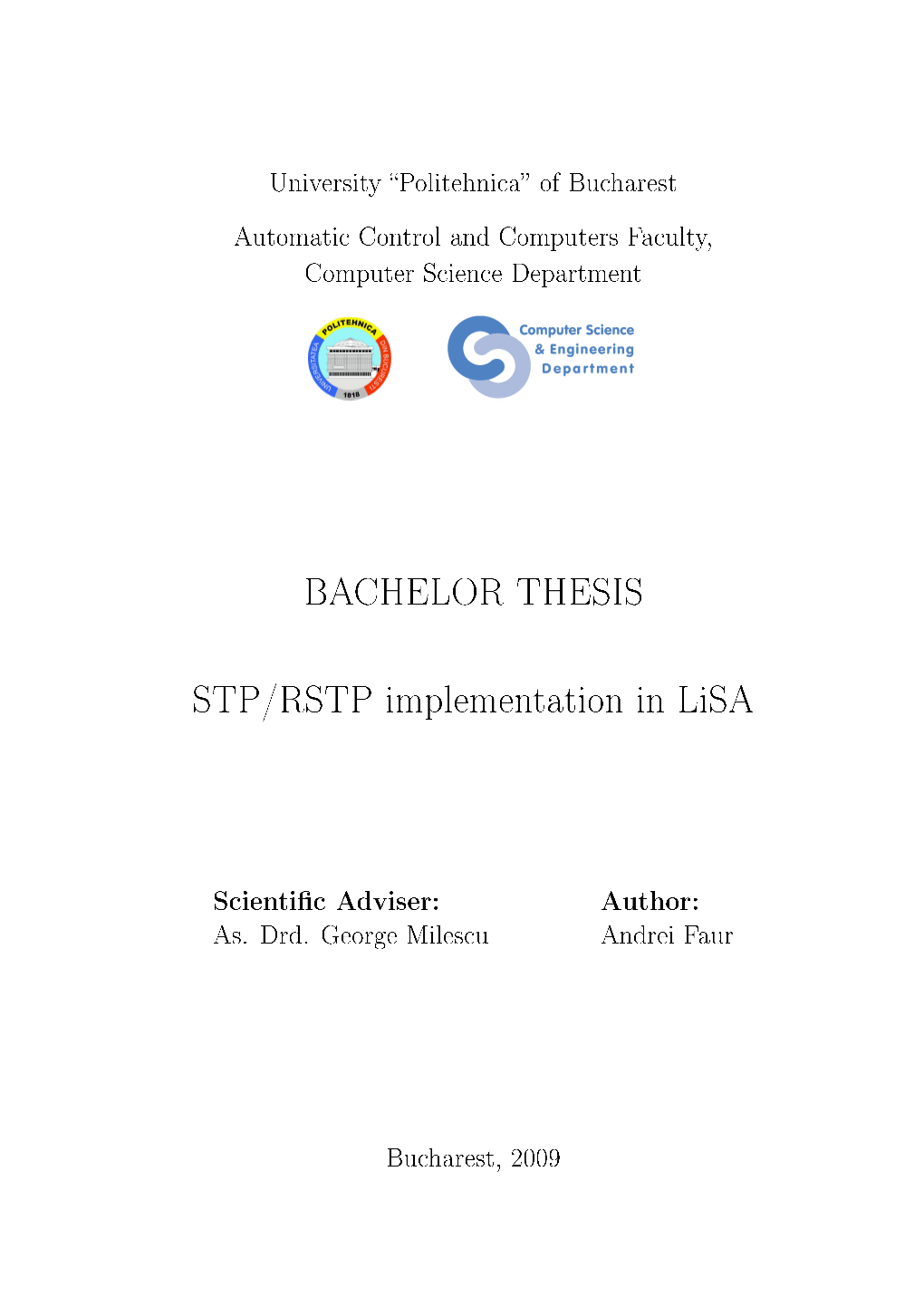 BACHELOR THESIS STP/RSTP Implementation in Lisa