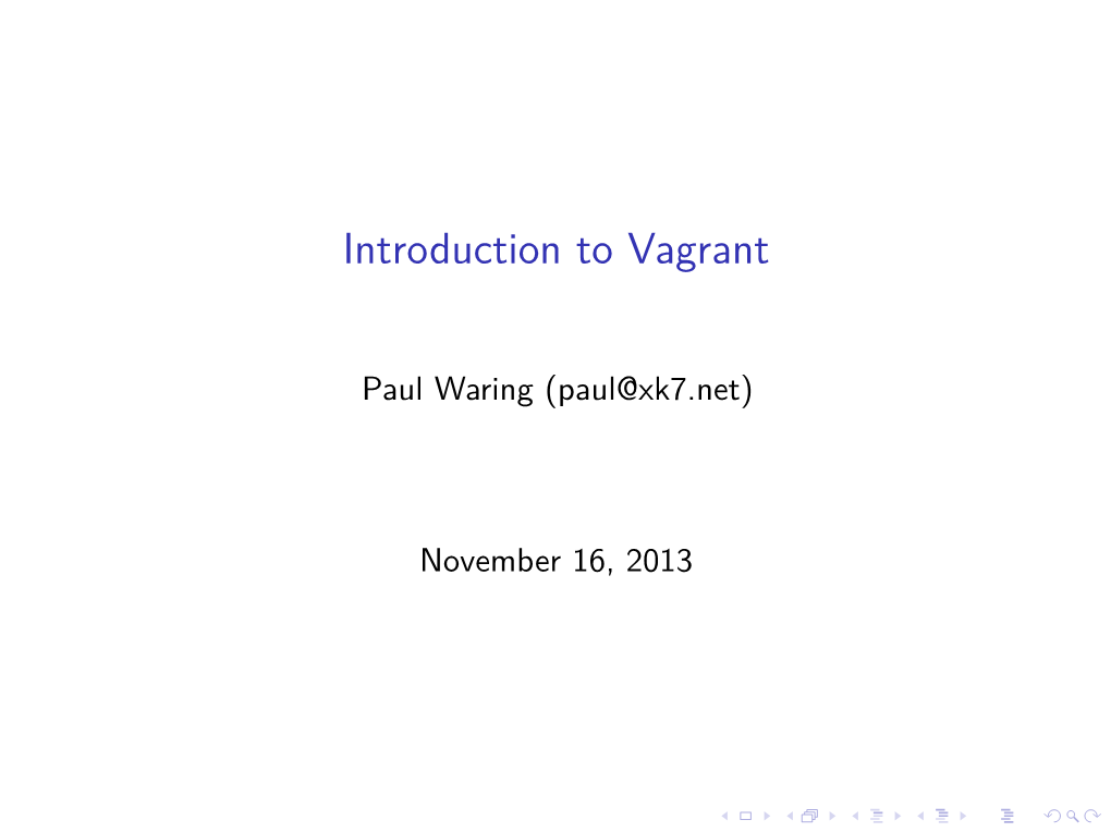 Introduction to Vagrant