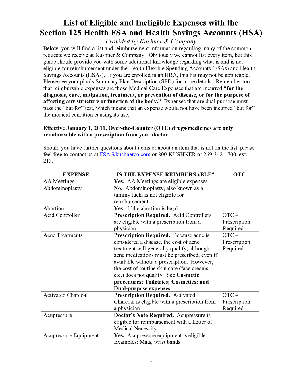 Eligible FSA & HSA Expenses