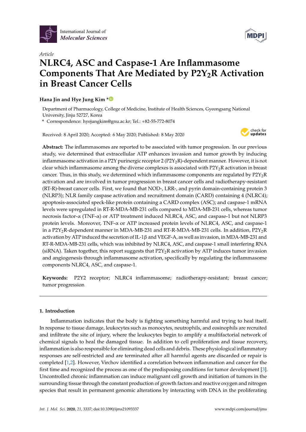 NLRC4, ASC and Caspase-1 Are Inflammasome Components