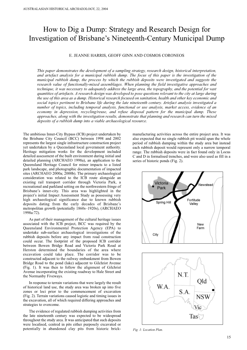 Strategy and Research Design for Investigation of Brisbane's Nineteenth-Century Municipal Dump