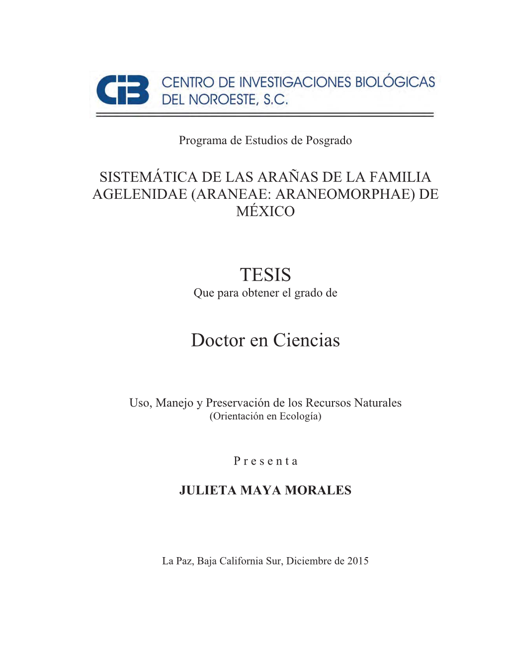 TESIS Doctor En Ciencias