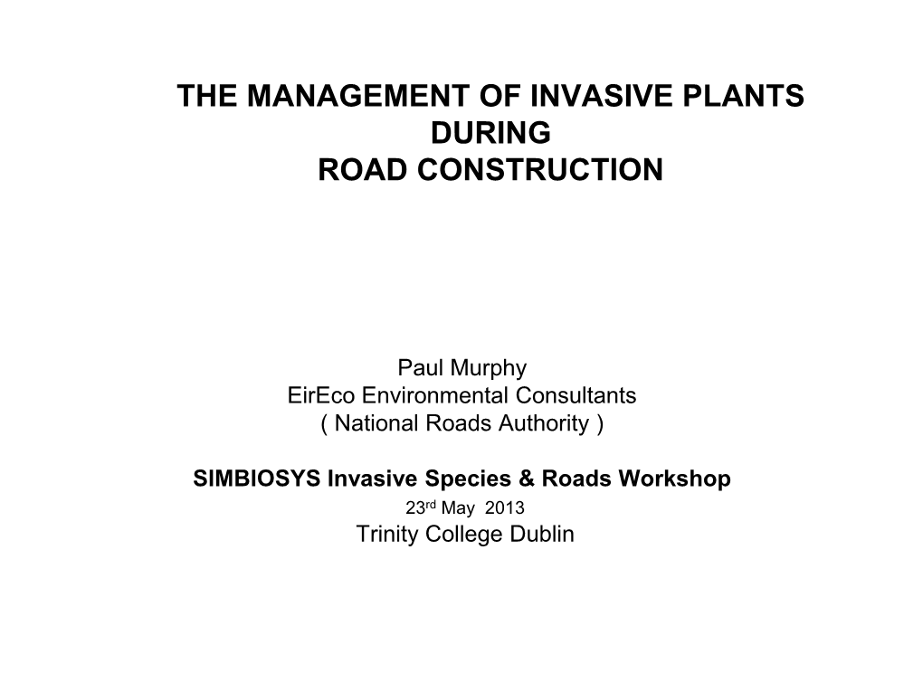 Invasive Plants on Road Schemes