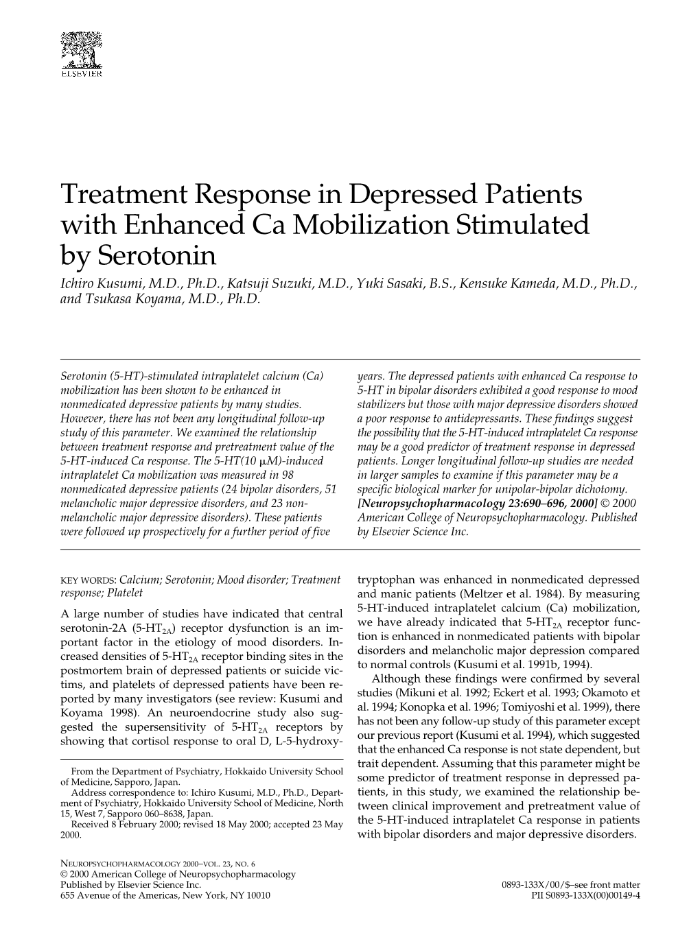 Treatment Response in Depressed Patients with Enhanced Ca