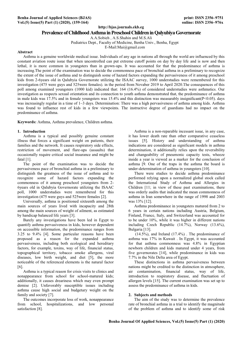 Prevalence of Asthma Among Children