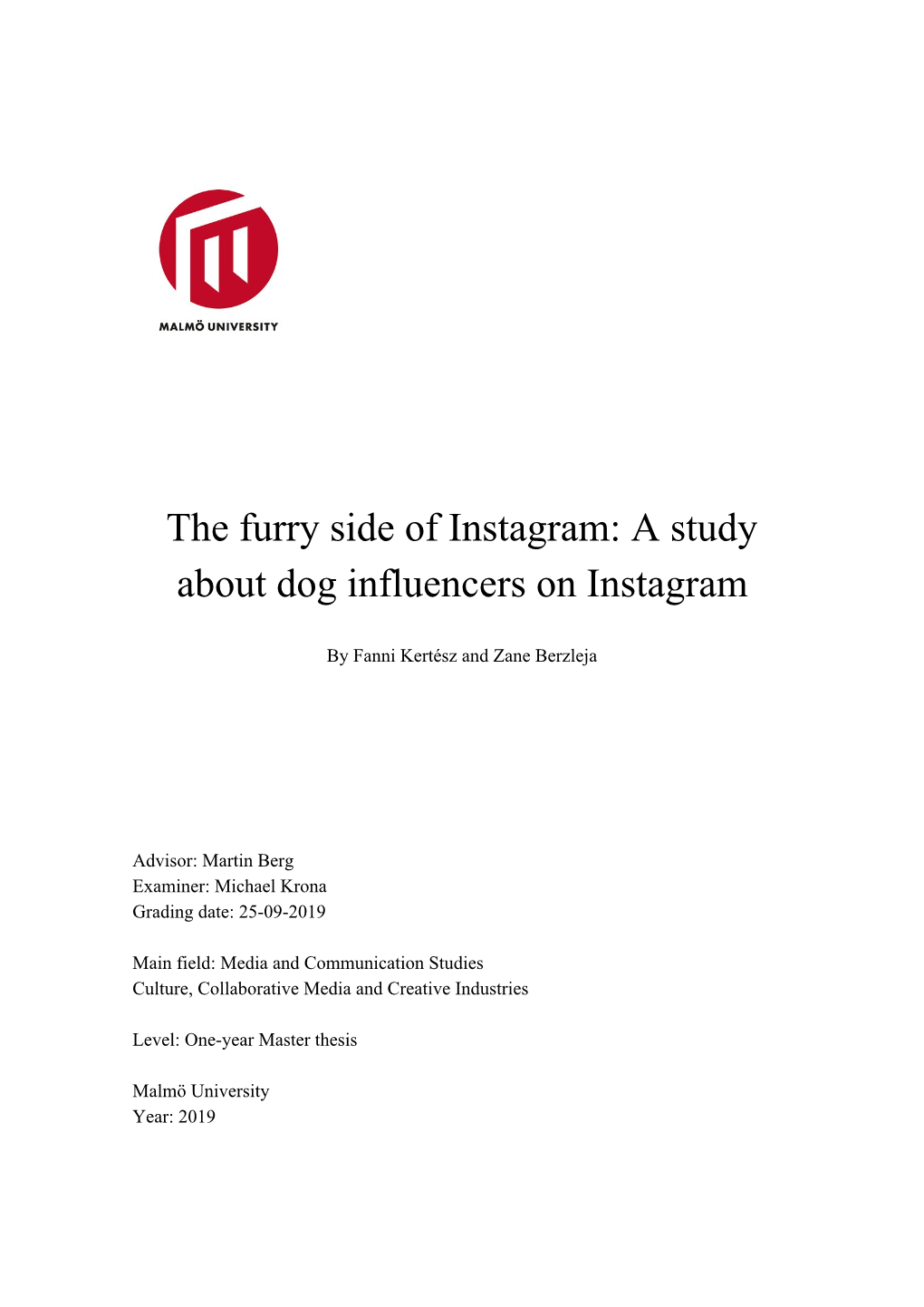 The Furry Side of Instagram: a Study About Dog Influencers on Instagram