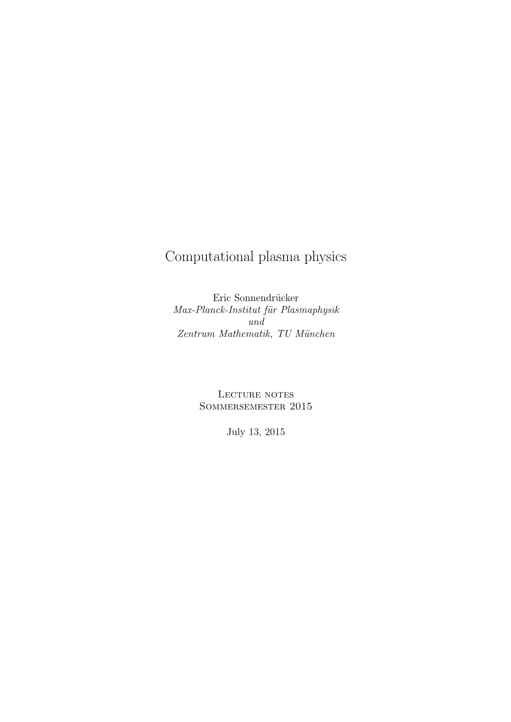 Computational Plasma Physics