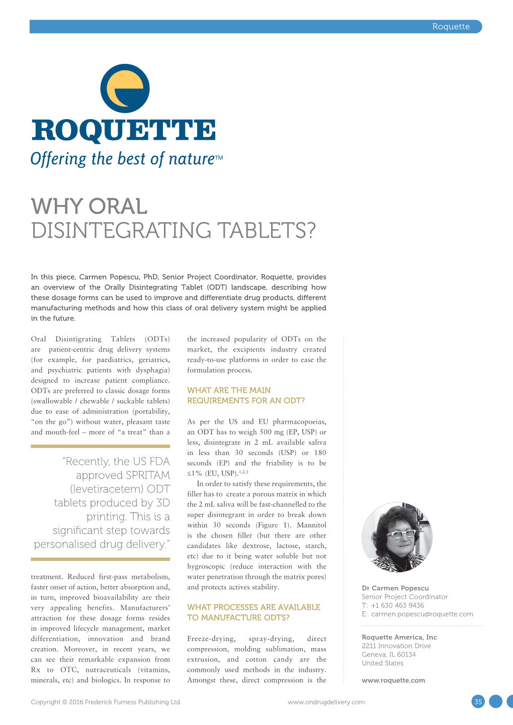 Why Oral Disintegrating Tablets?