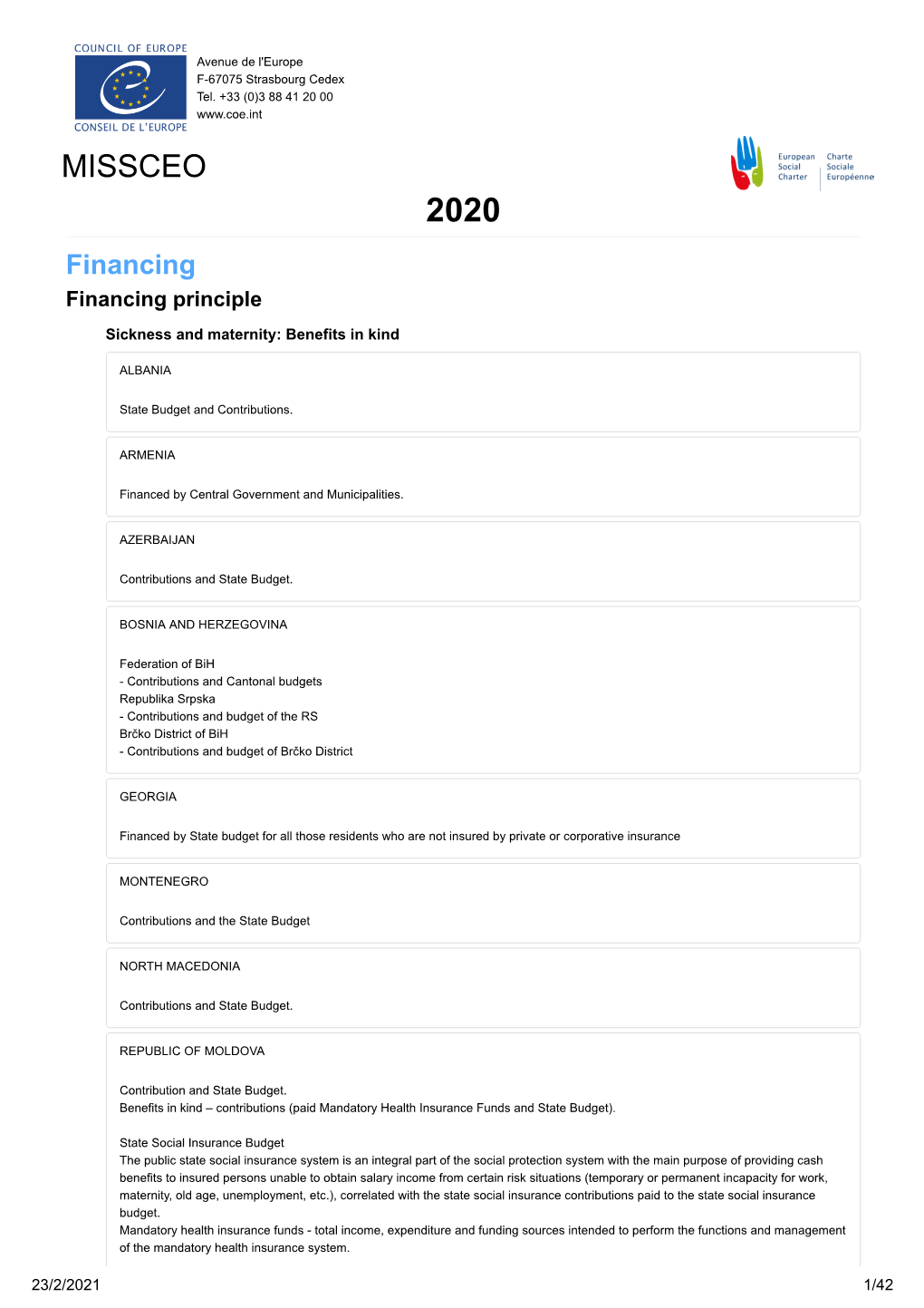 MISSCEO 2020 Financing Financing Principle