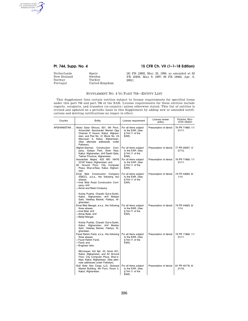 15 CFR Ch. VII (1–1–18 Edition) Pt. 744, Supp. No. 4