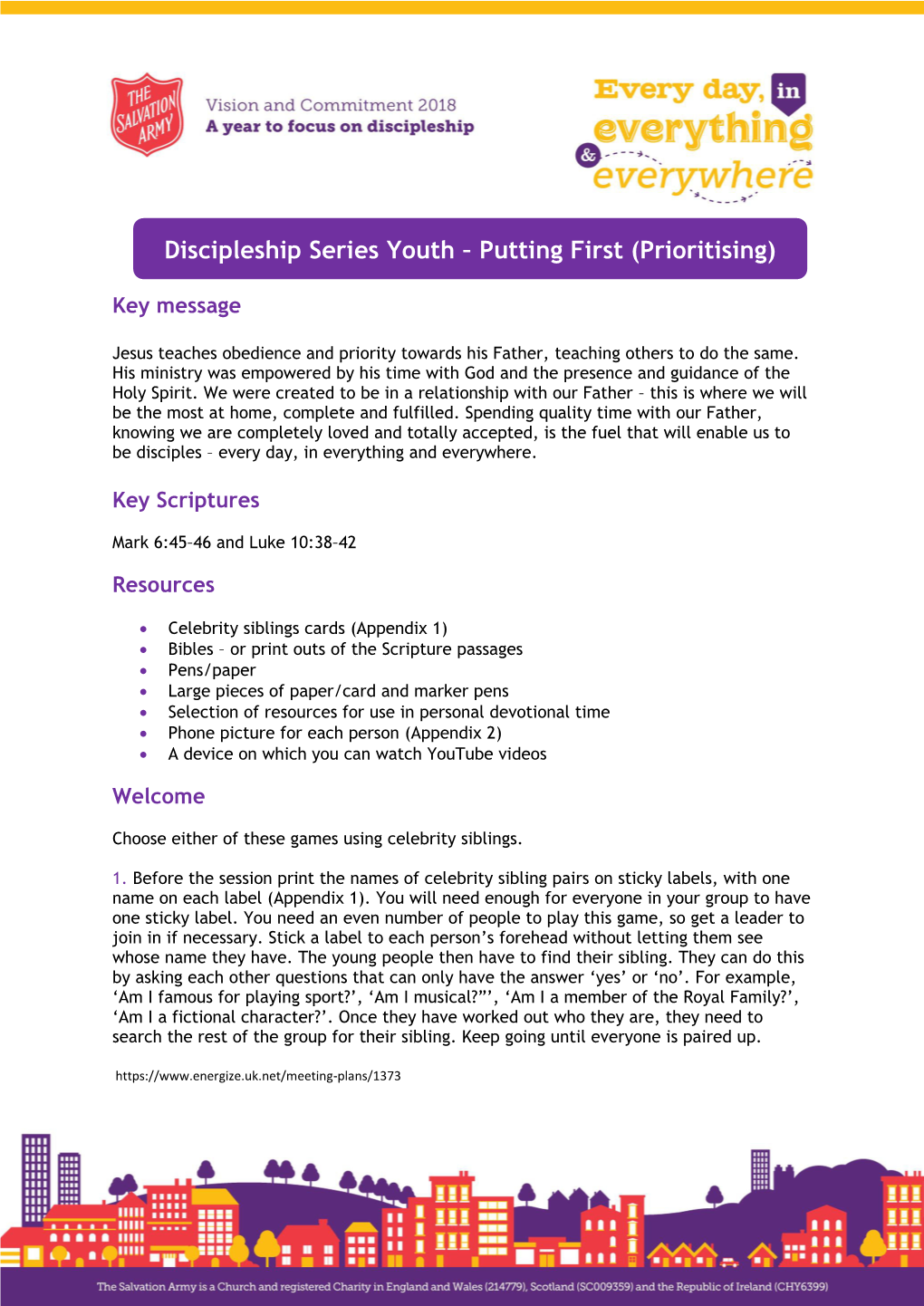 Discipleship Series Youth – Putting First (Prioritising)