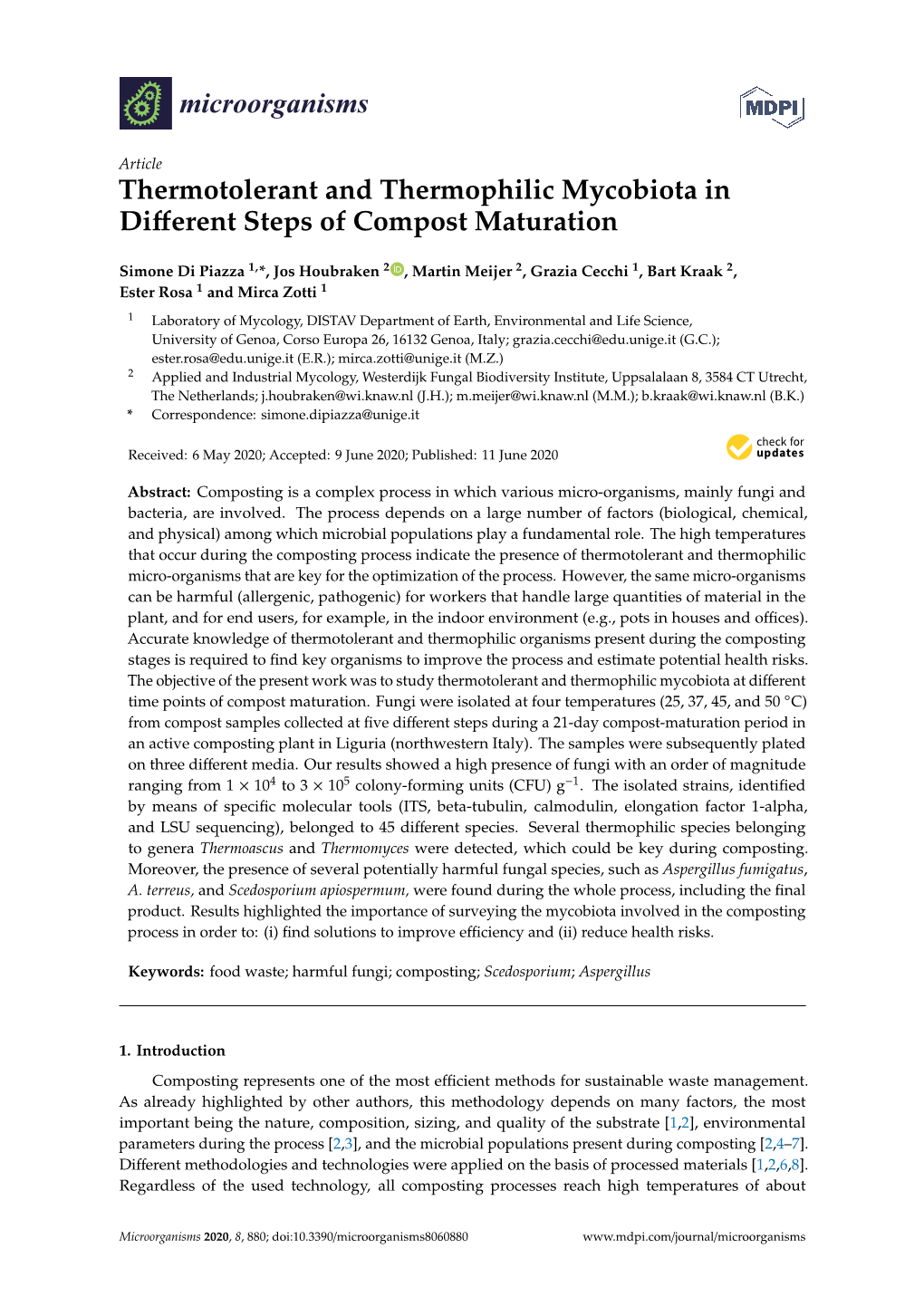 Thermotolerant and Thermophilic Mycobiota in Different Steps Of