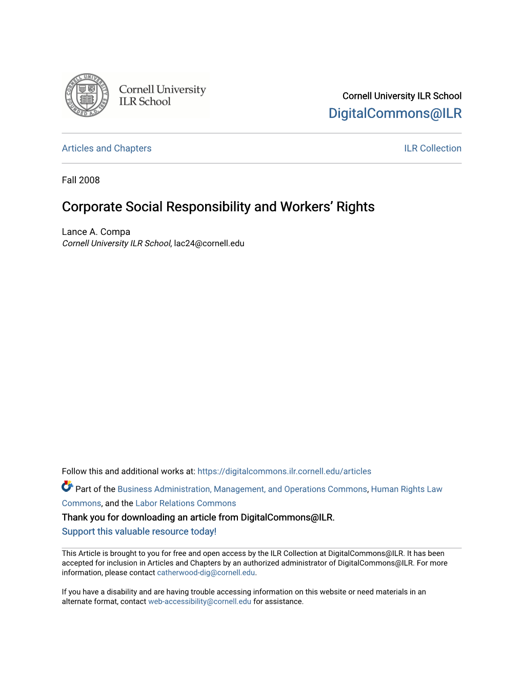 Corporate Social Responsibility and Workers' Rights