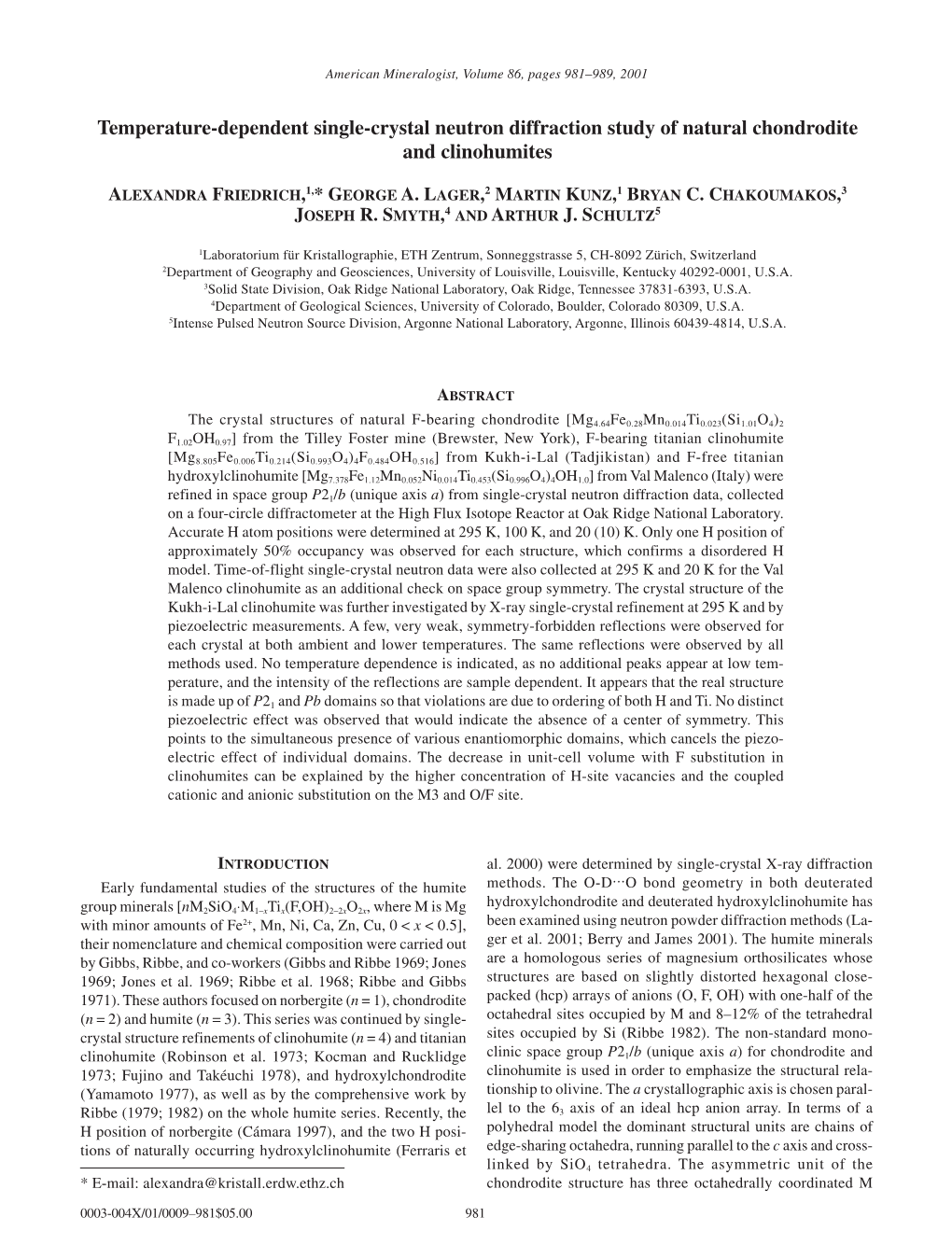 Temperature-Dependent Single-Crystal Neutron Diffraction Study of Natural Chondrodite and Clinohumites