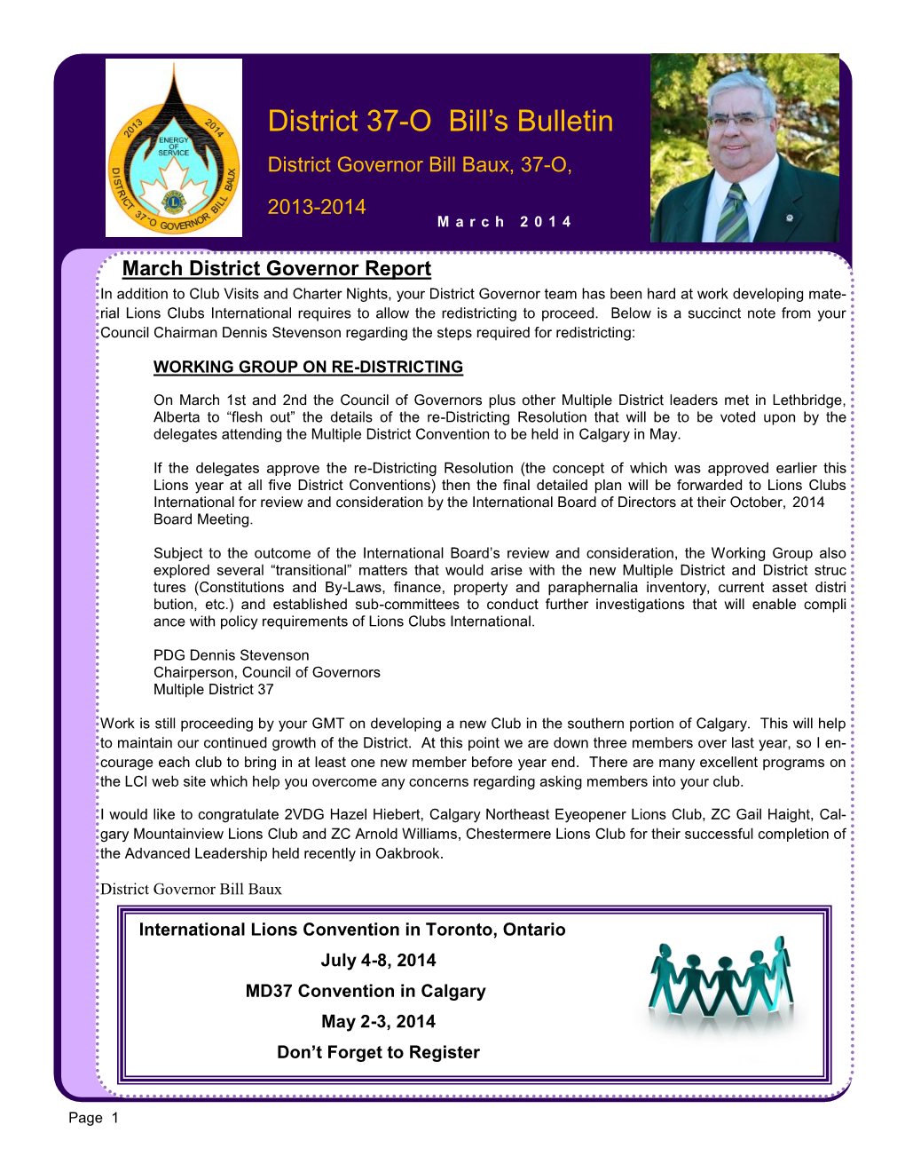 District 37-O Bill's Bulletin