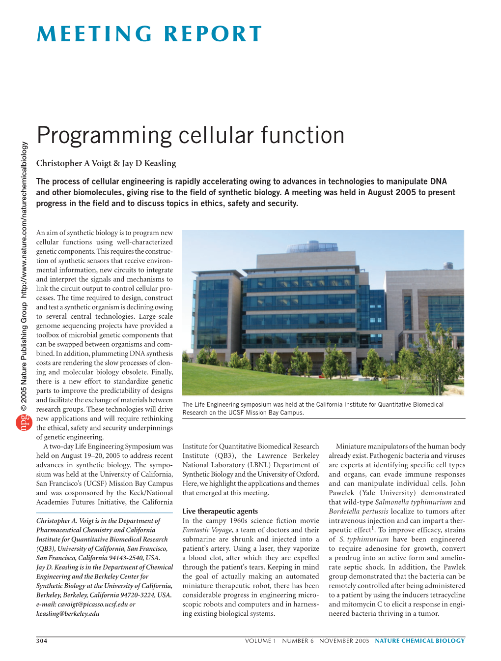 Programming Cellular Function