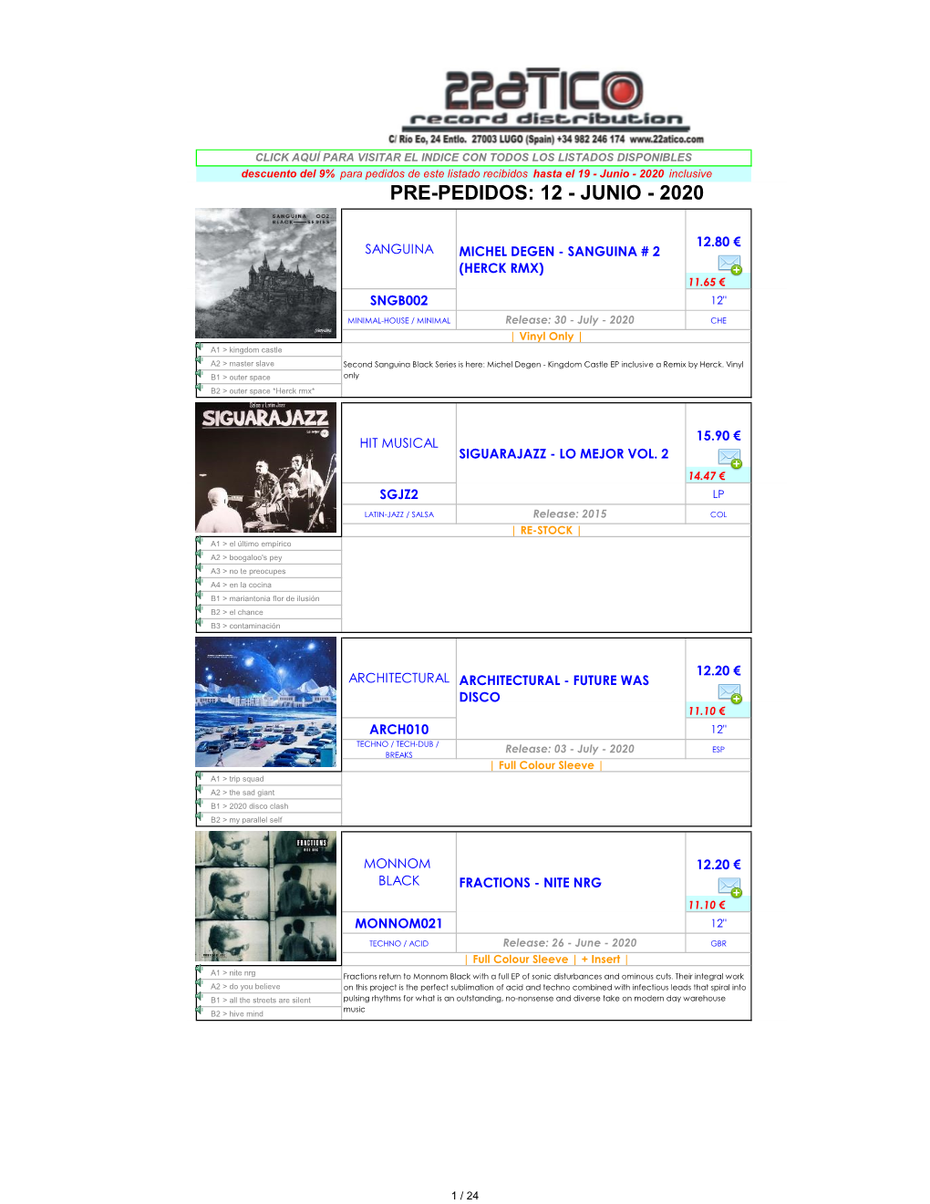 Pre-Pedidos: 12 - Junio - 2020