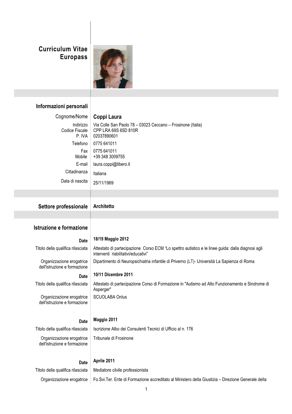 Curriculum Vitae Europass