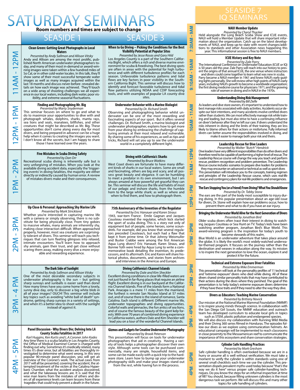 Subject Subject Saturday Seminars