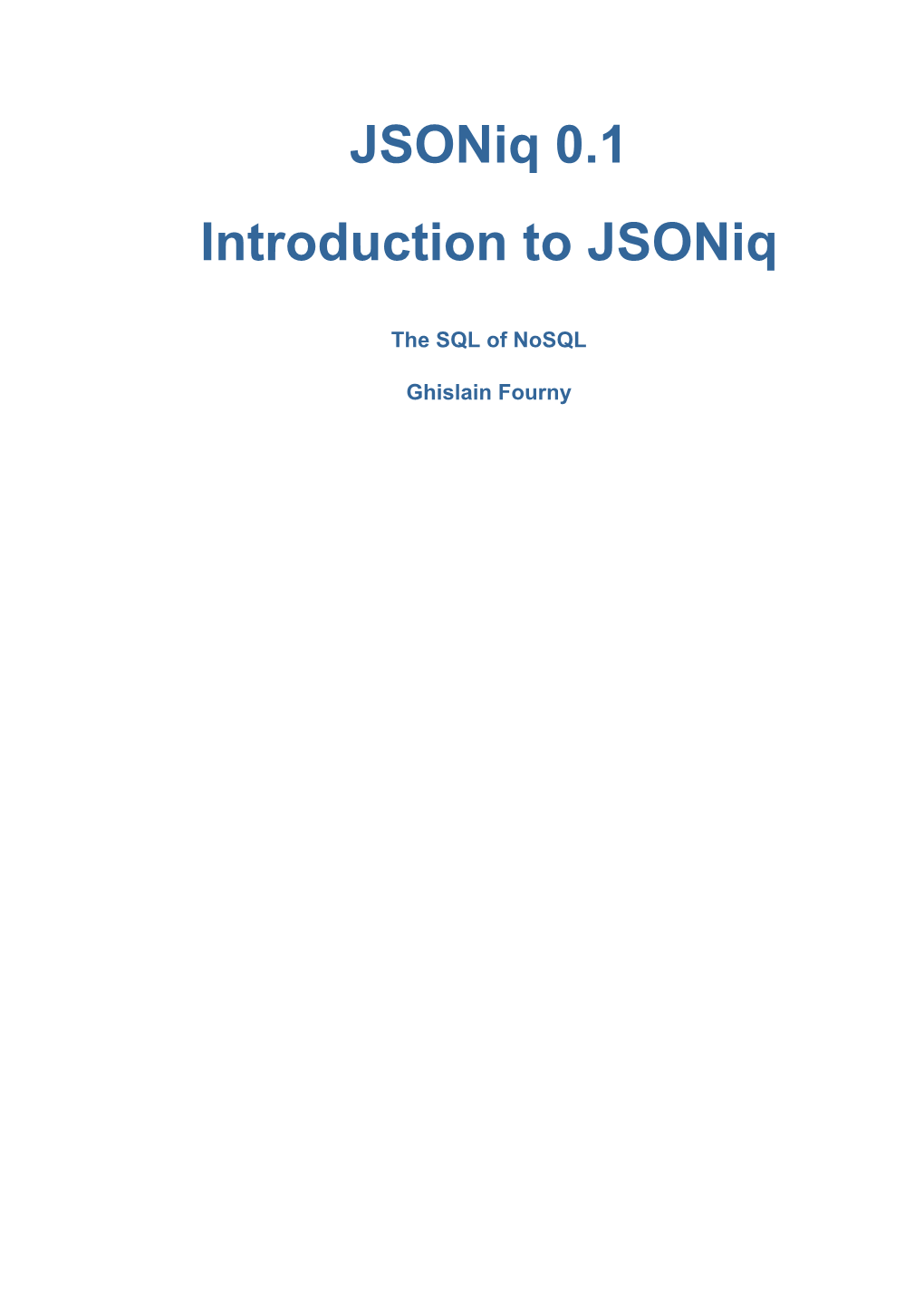 Introduction to Jsoniq
