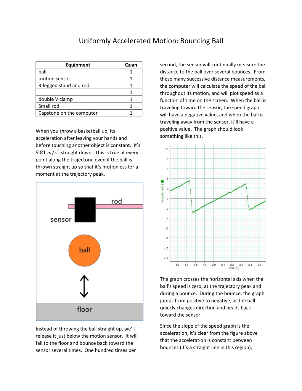 Uniformly Accelerated Motion: Bouncing Ball