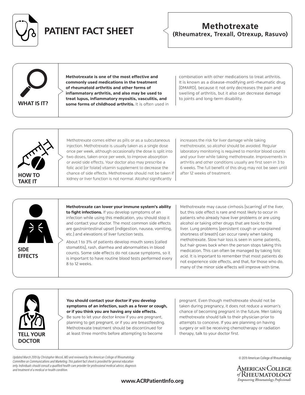 PATIENT FACT SHEET (Rheumatrex, Trexall, Otrexup, Rasuvo)