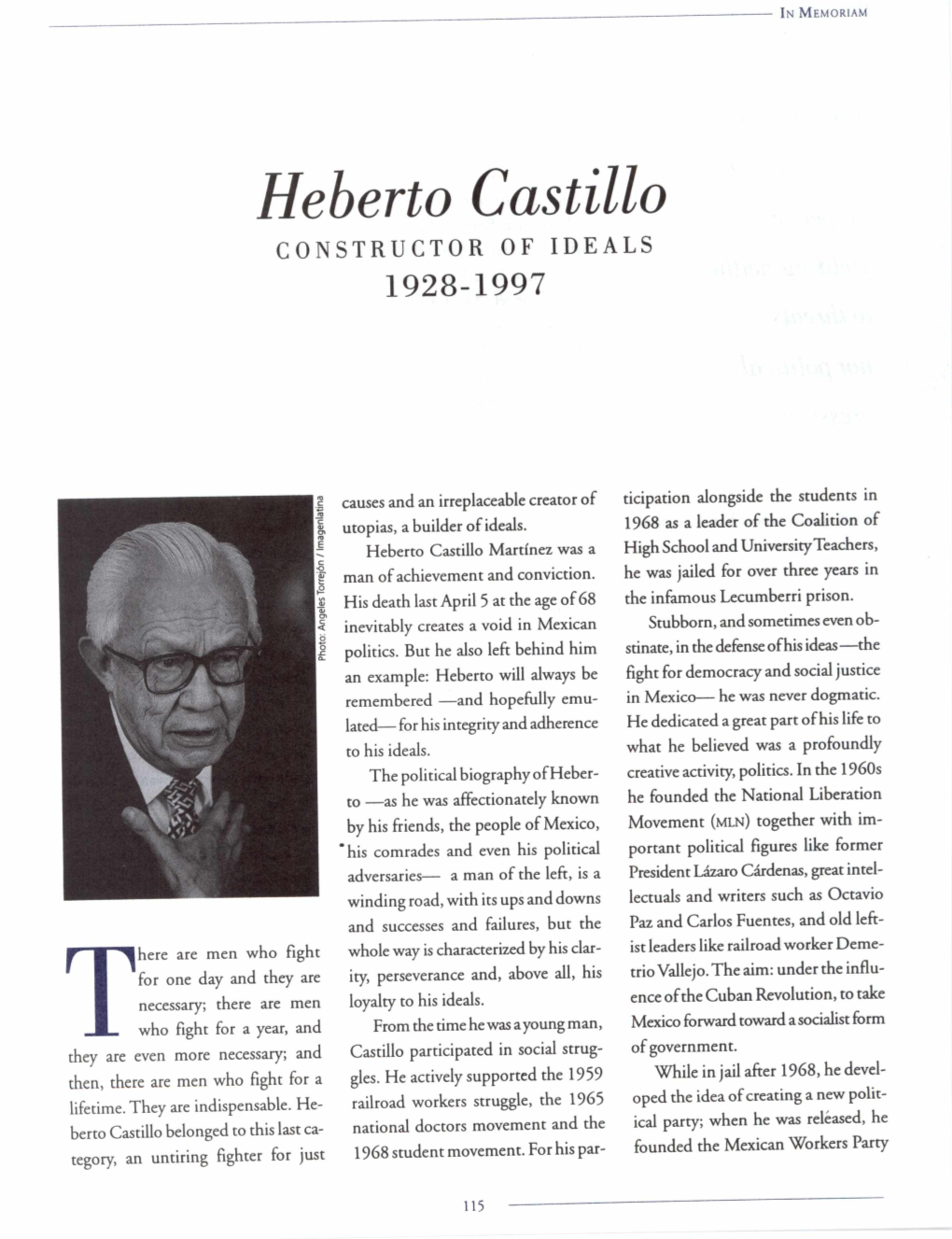 Heberto Castillo CONSTRUCTOR of IDEALS 1928-1997