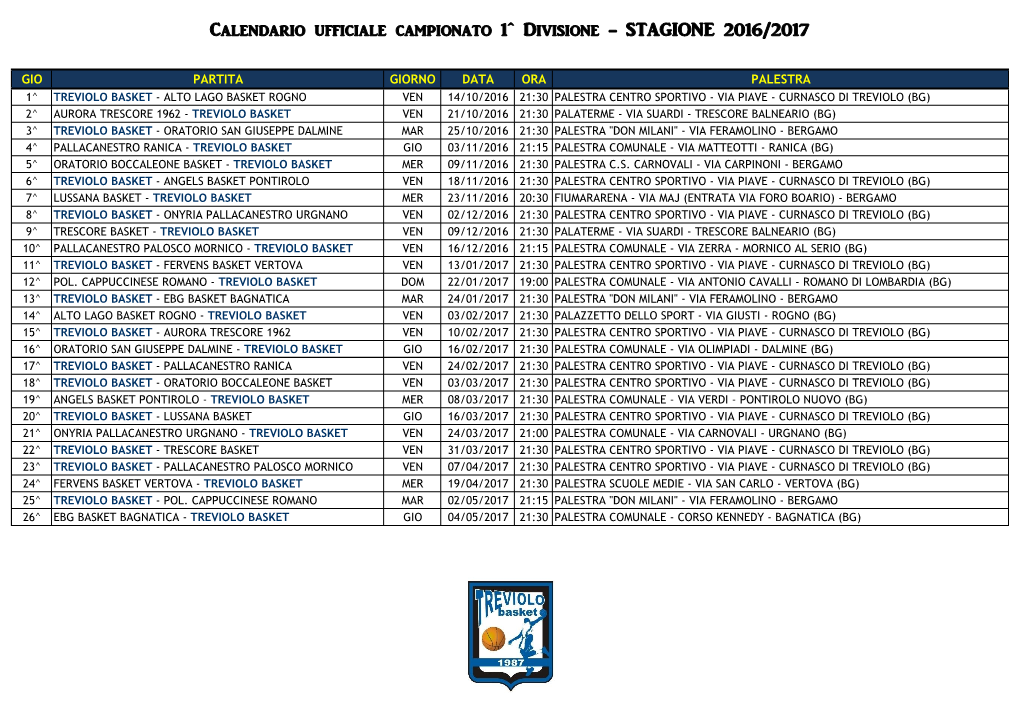 Cronologico-Calendari Campionati Treviolo Basket 2016-2017.Xlsx