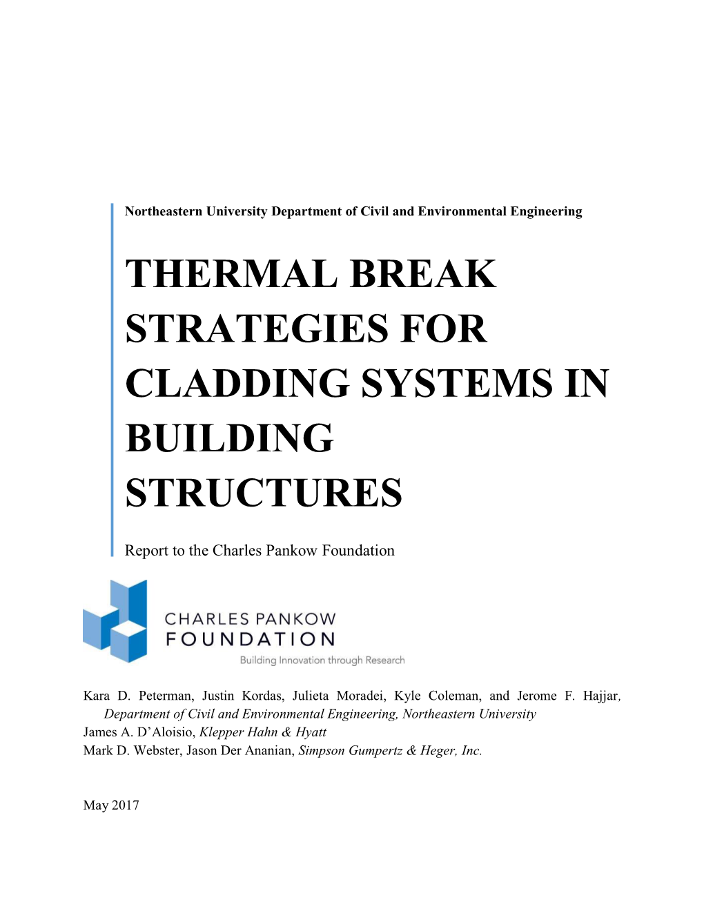 Thermal Break Strategies for Cladding Systems in Building Structures: Part 1