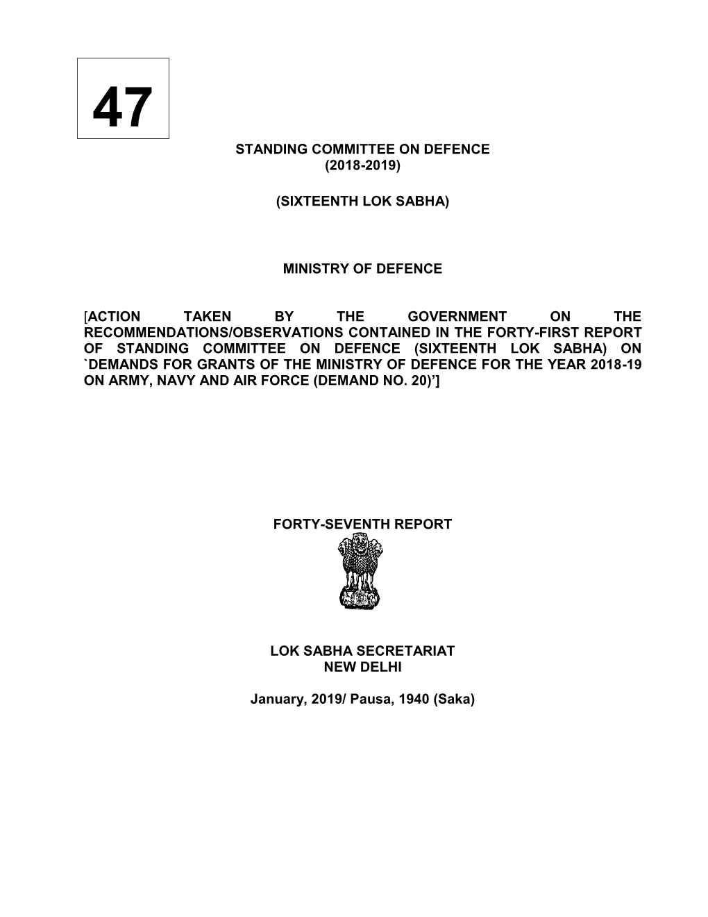 Standing Committee on Defence (2018-2019)