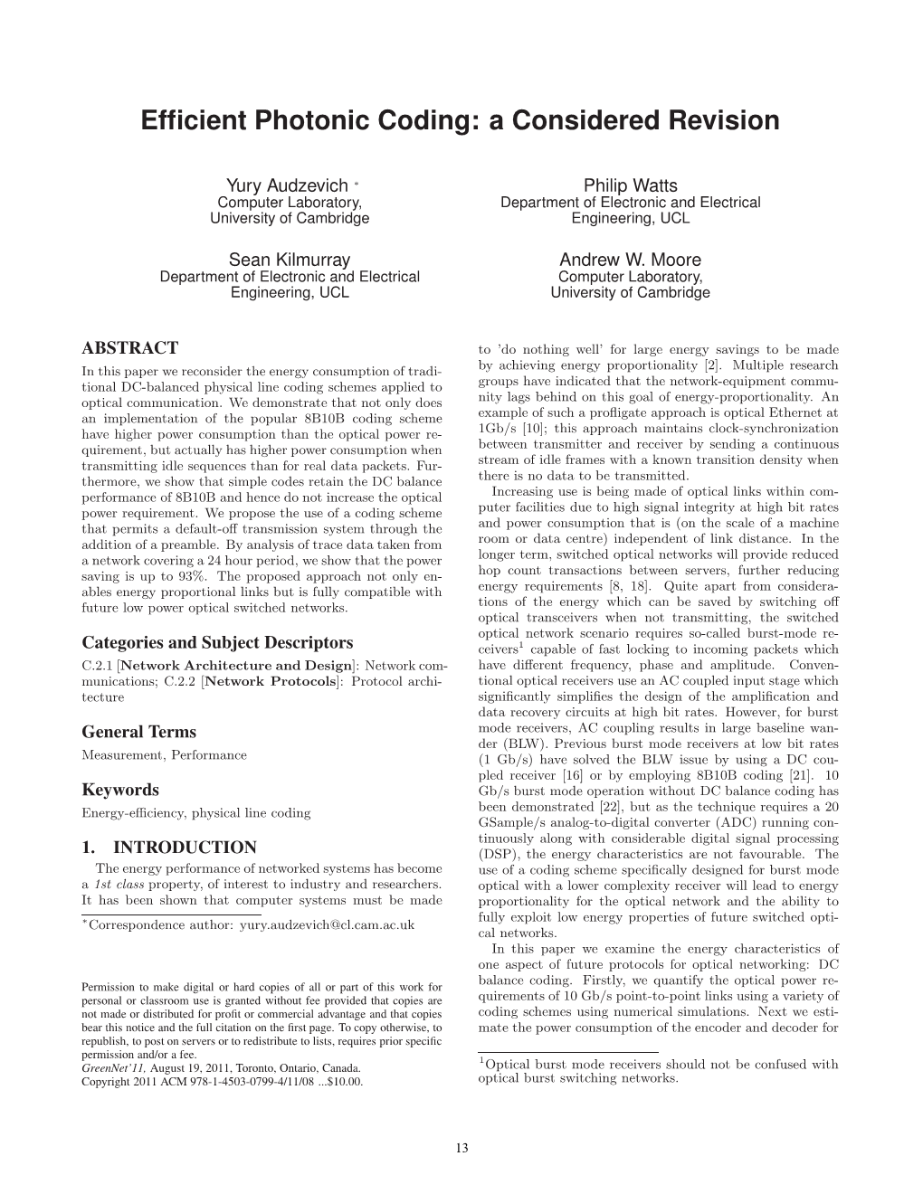 Efficient Photonic Coding