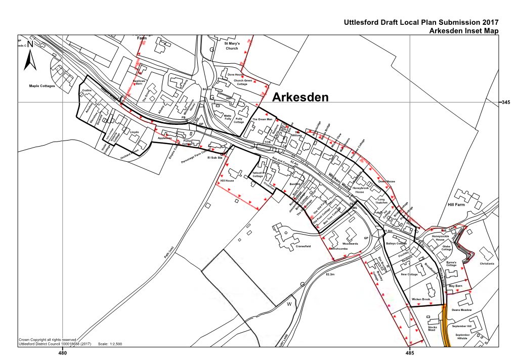 Arkesden Inset Map Griffin Cottage Farm St Mary's Reeds Cottage G Church