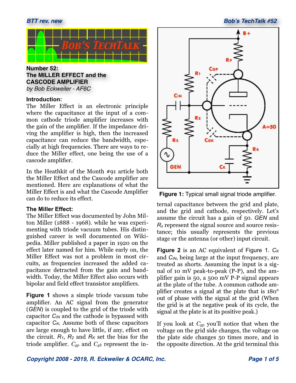 The Miller Effect and the Cascode Amplifier