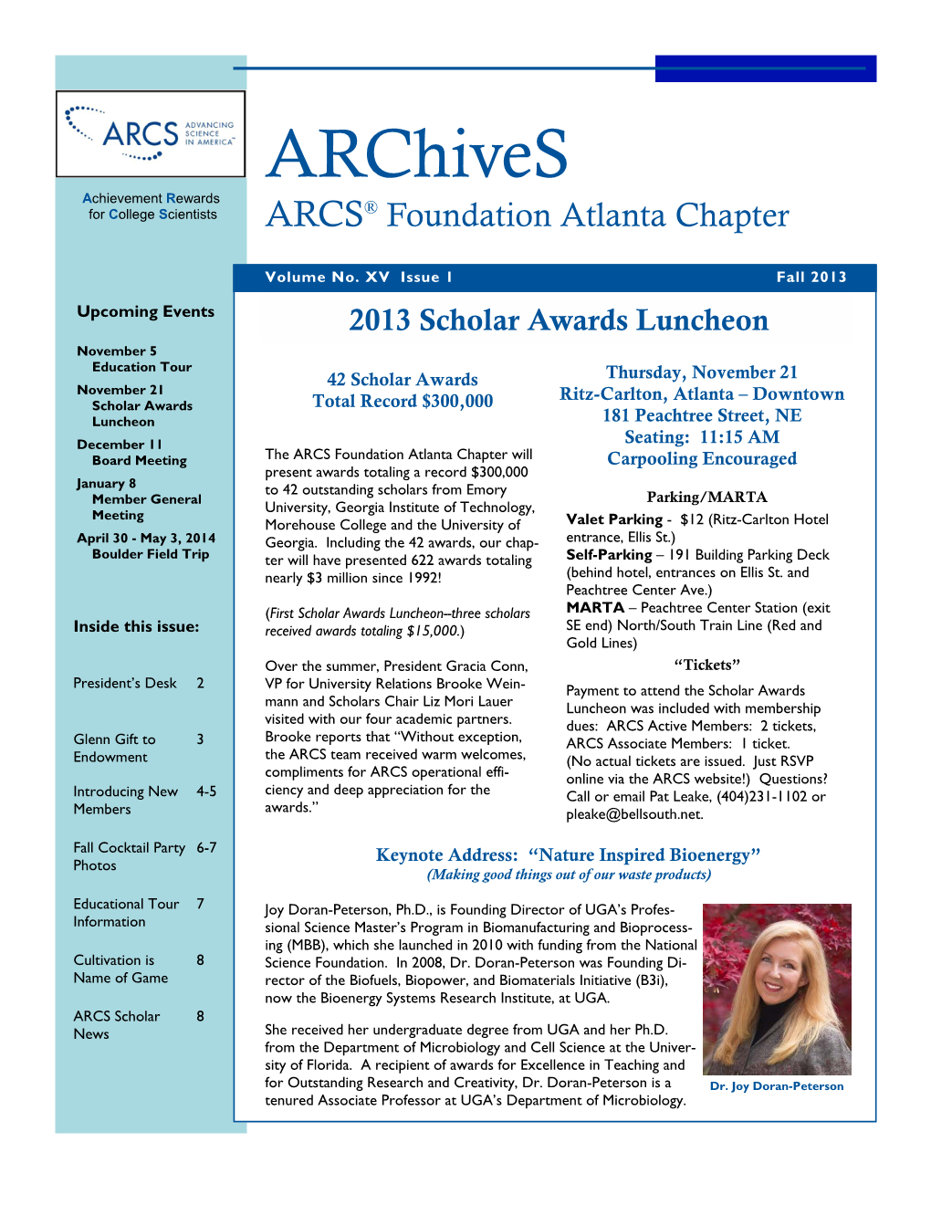 Archives Achievement Rewards for College Scientists ARCS® Foundation Atlanta Chapter