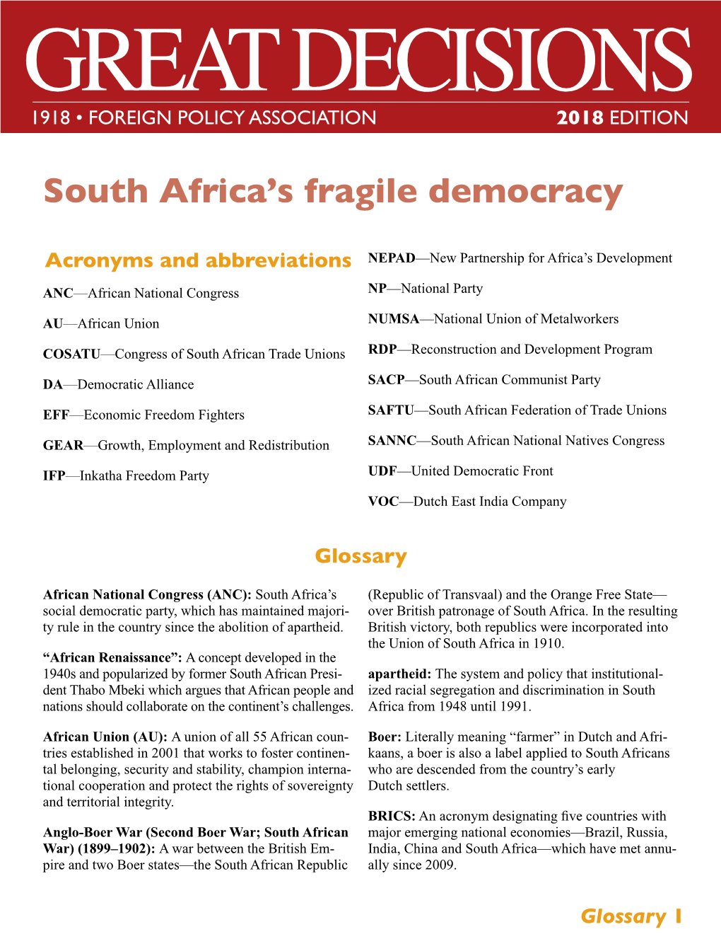 South Africa's Fragile Democracy