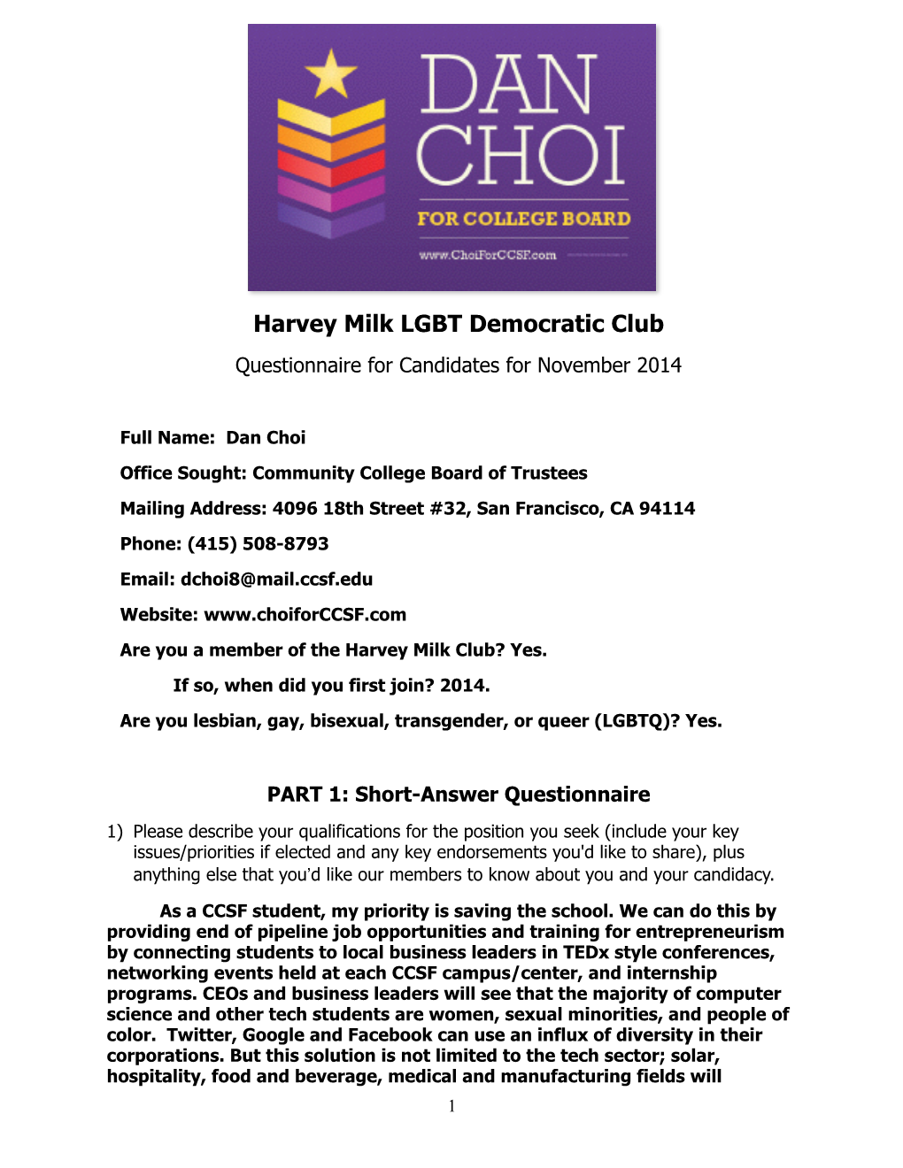 November 2014 Harvey Milk LGBT Democratic Club