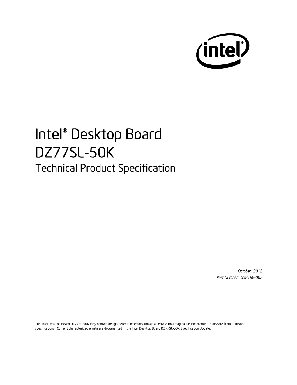 Intel® Desktop Board DZ77SL-50K Technical Product Specification