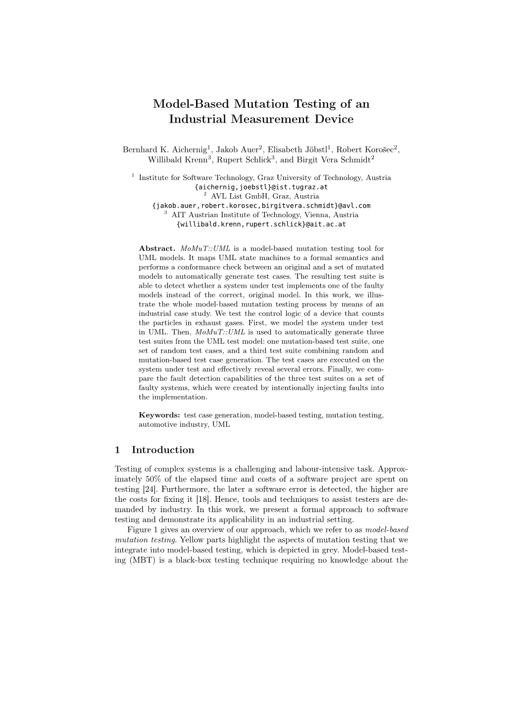 Model-Based Mutation Testing of an Industrial Measurement Device