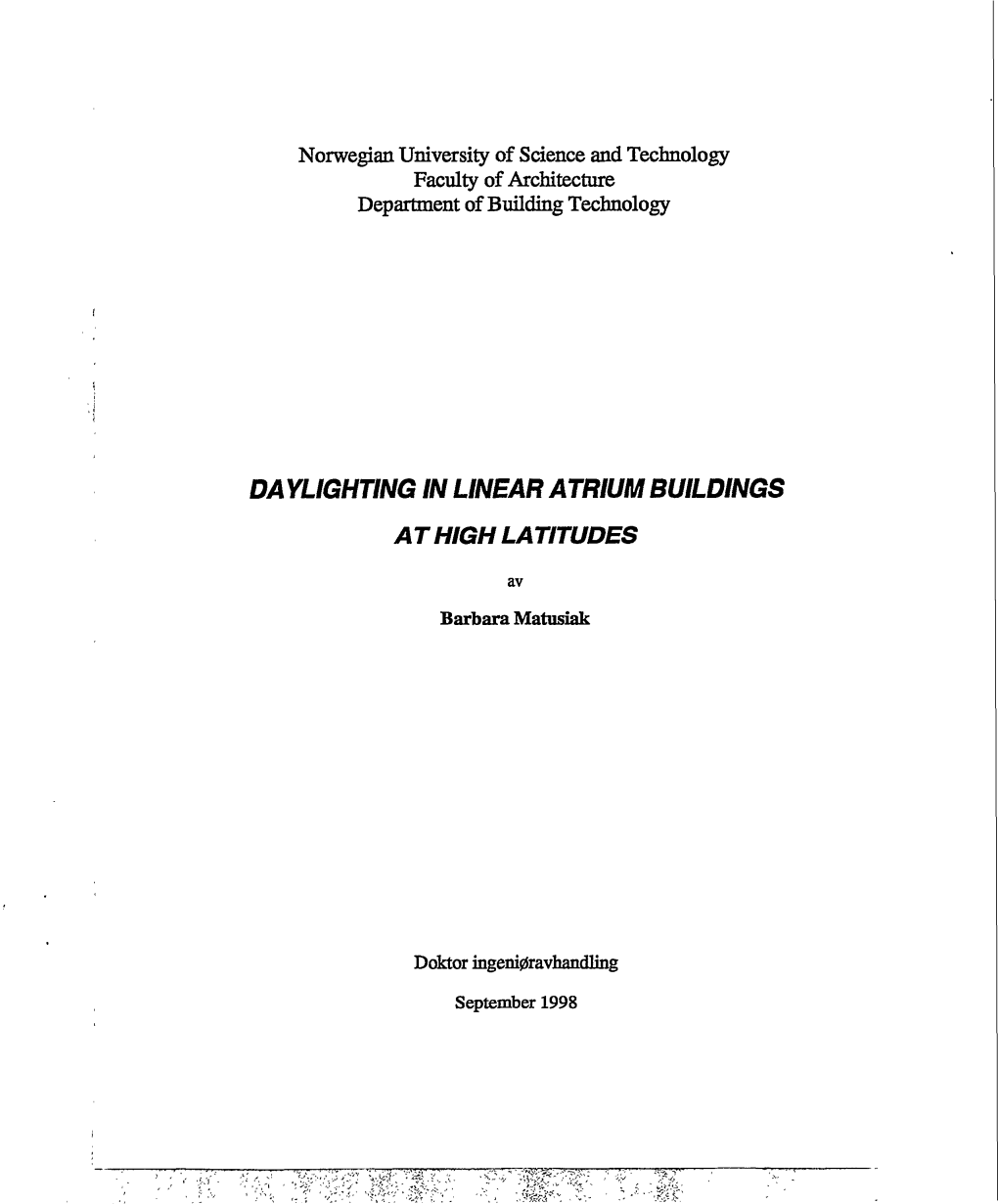 Daylighting in Linear Atrium Buildings at High Latitudes