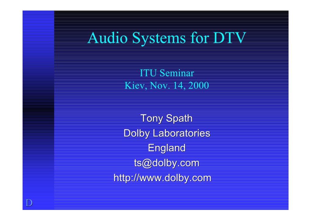 Audio Systems for DTV