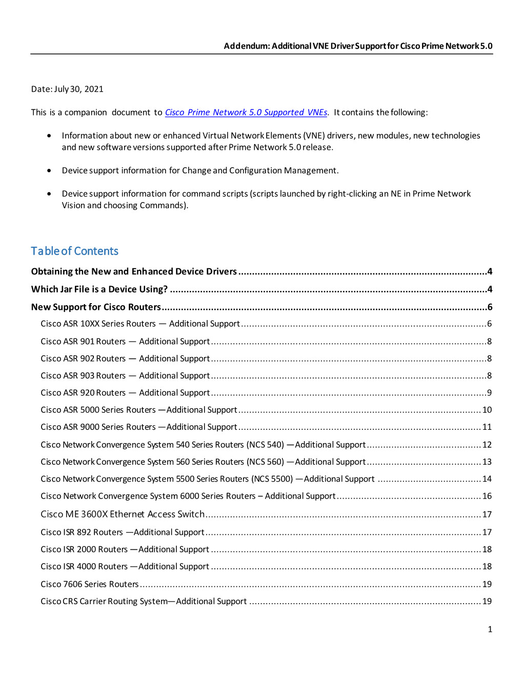 Prime Network 50 Supported Vnes Addendum