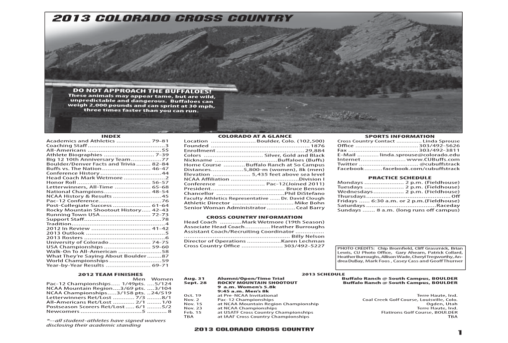 2013 Cross Country Media Guide.Indd