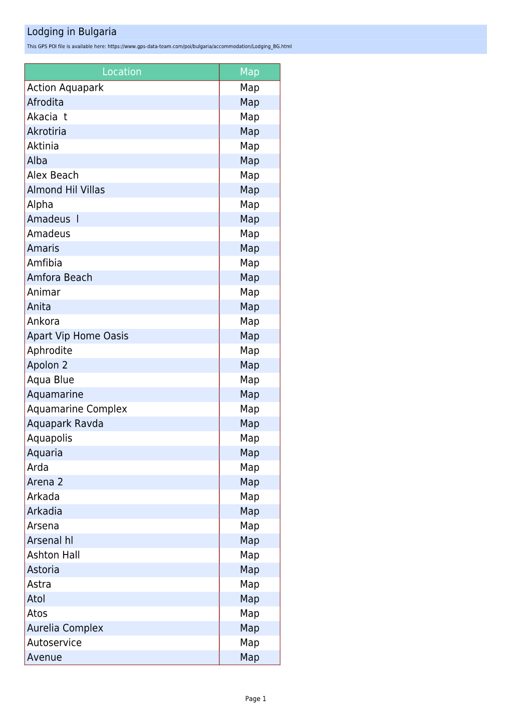 Lodging in Bulgaria Location Map Action Aquapark Map Afrodita Map