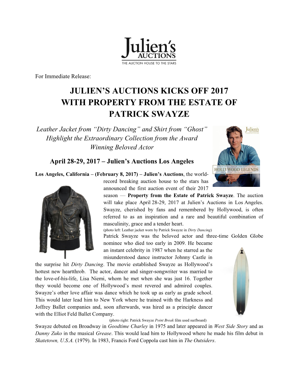 Julien's Auctions Kicks Off 2017 with Property from The