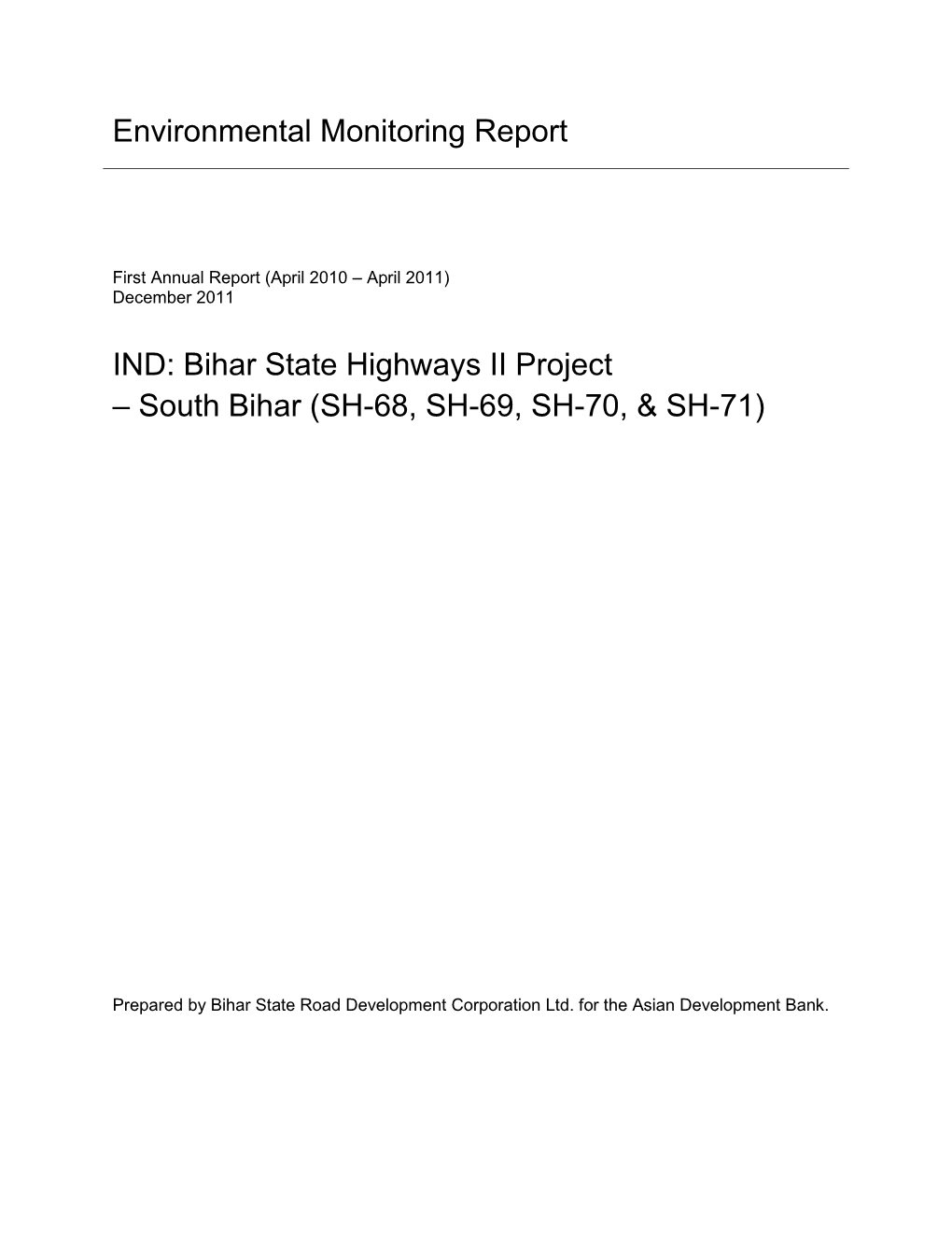 EMR: India: Bihar State Highways II Project