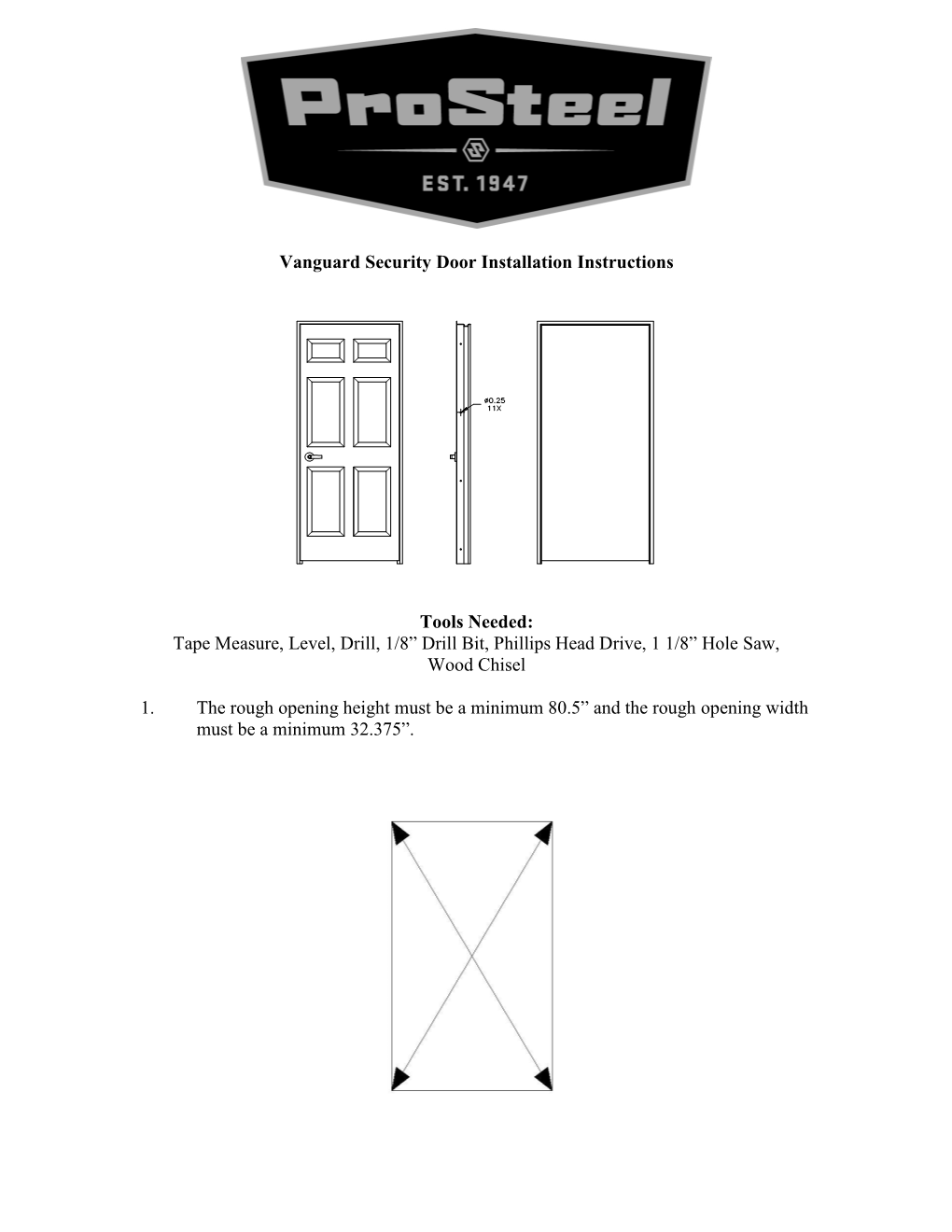 Vanguard Security Door Installation Instructions Tools Needed